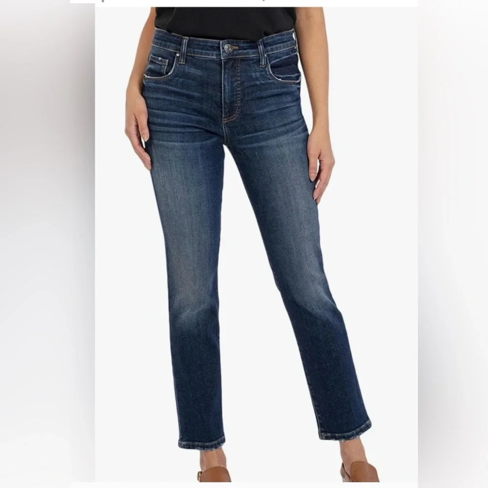 KUT FROM THE KLOTH "Reese" Ankle Straight Whisker/Fade 5 Pocket Weekend Jeans 8 - Picture 1 of 16